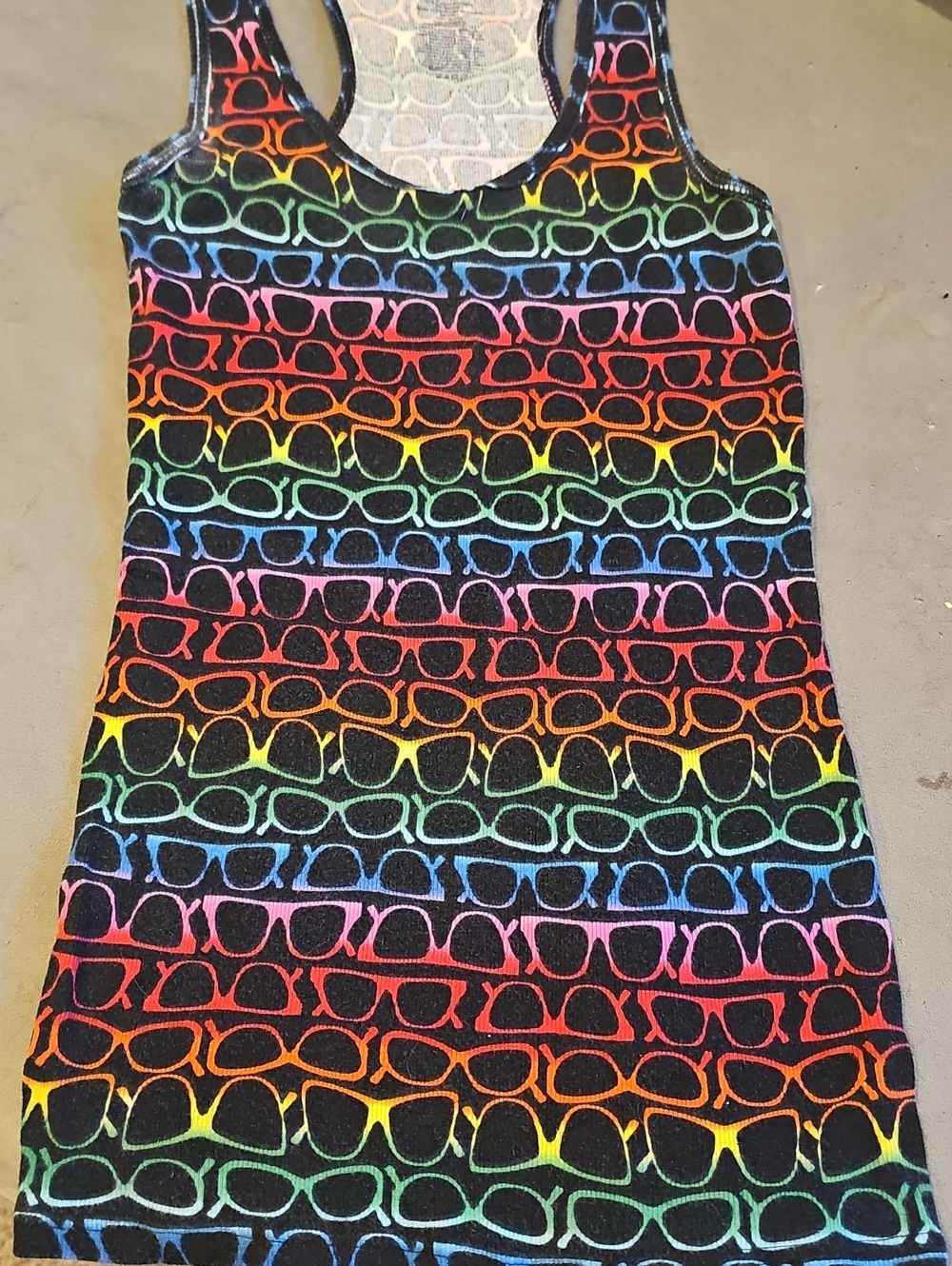 OP Women's Black Tank Top with Rainbow Sunglasses Print